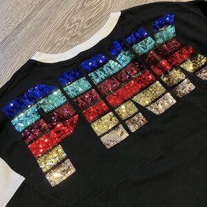 2016 PINK Victoria's Secret Black crewneck with 🌈 Sequins